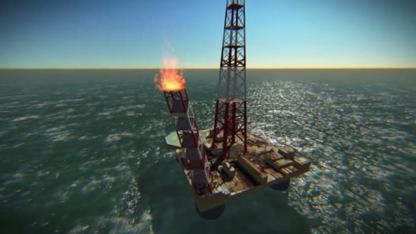 Нефтяная платформа в океане — стоковое видео