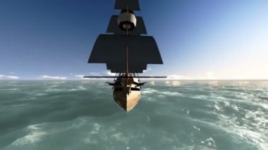 Antik galleon denizde yelken