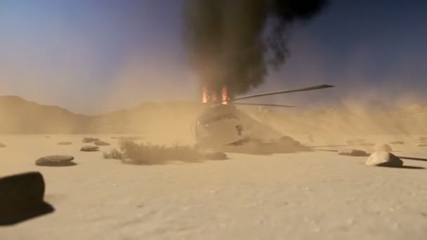 L'hélicoptère de l'armée en feu 