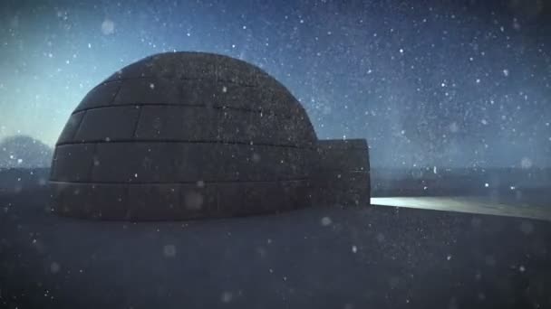 Igloo isolado na neve à noite — Vídeo de Stock