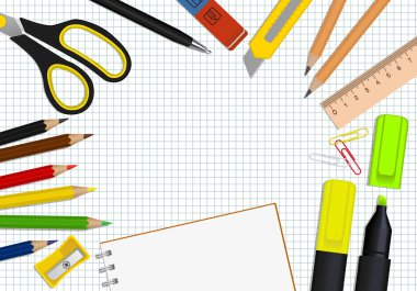 vektör ofis malzemeleri ayarla.