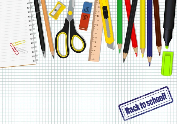 Vector set of school supplies — Stock Vector