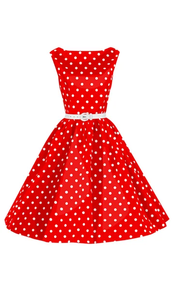 Vestito rosso a pois — Vettoriale Stock