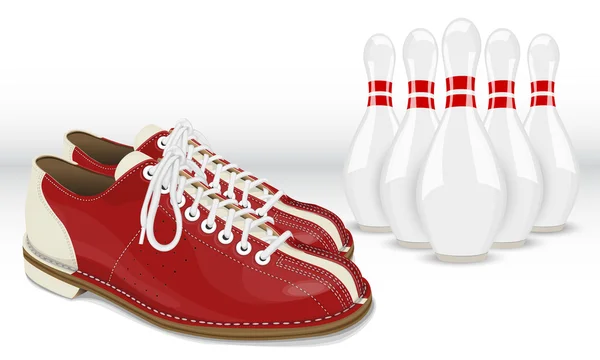 Skittles et chaussures de bowling — Image vectorielle