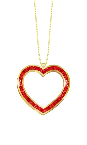 Vector red heart Pendant — Stock Vector