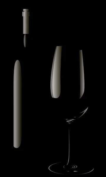 Bouteille de vin vectorielle et verre à vin — Image vectorielle