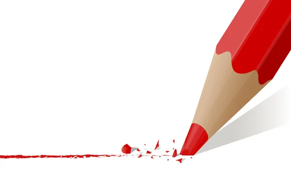 Crayon rouge avec une tige cassée — Image vectorielle