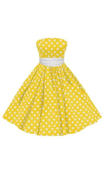 Robe jaune vectoriel à pois blancs — Image vectorielle