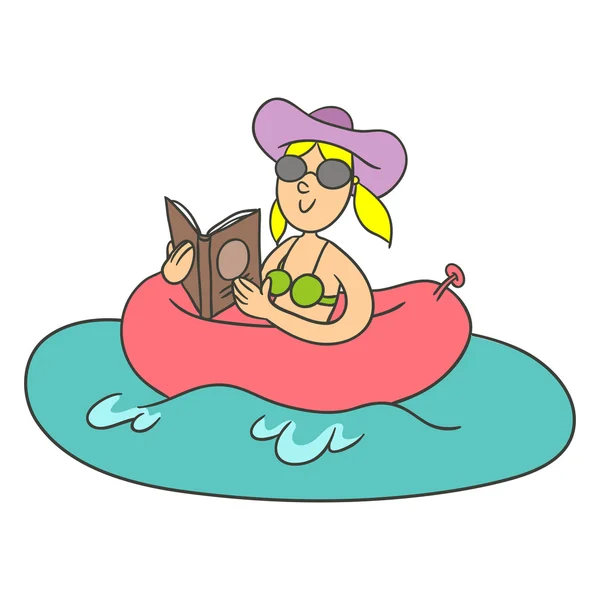 Chica en la playa — Vector de stock