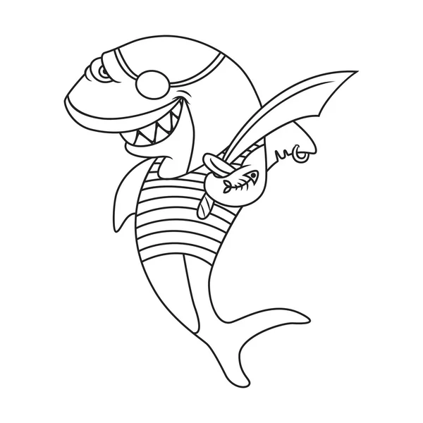 Cartoon pirate shark. — Stock Vector