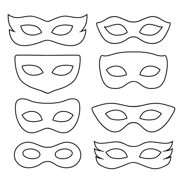 Ensemble de masques de carnaval isolés — Image vectorielle