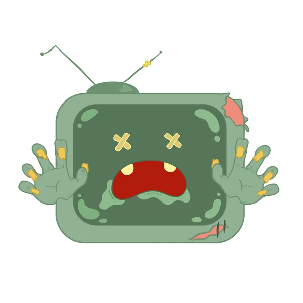 Zombie televisie vector op witte achtergrond — Stockvector