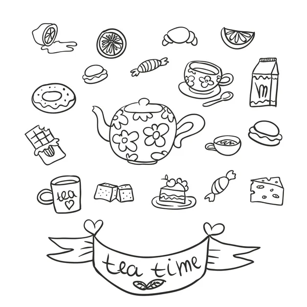 Doodle Tea Party — Stock Vector