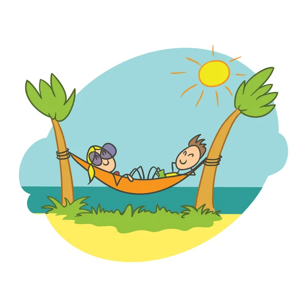 Doodle illustratie, strandvakantie — Stockvector