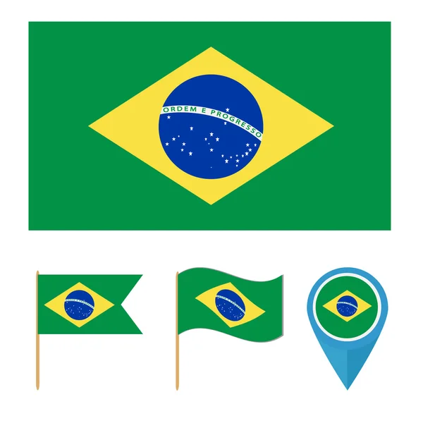 Brazilië, land vlag — Stockvector