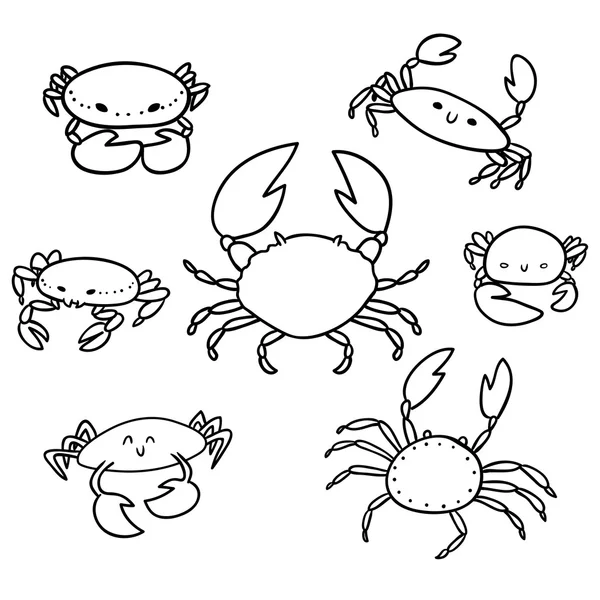 Krab doodle, zestaw — Wektor stockowy