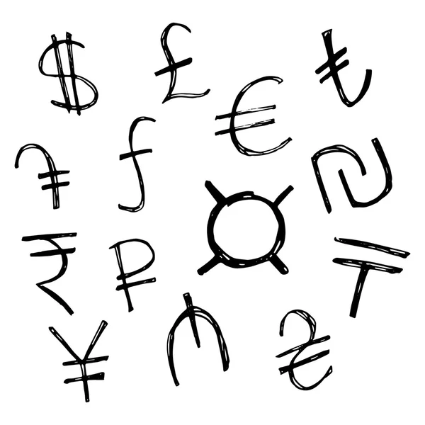 Valutasymbolen van verschillende landen Stockillustratie