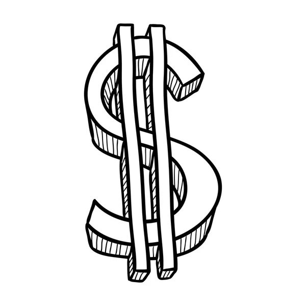 Dollarteken. Doodle stijl — Stockvector