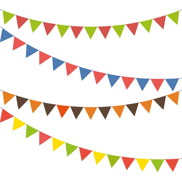 Bunting set colorato, piatto — Vettoriale Stock