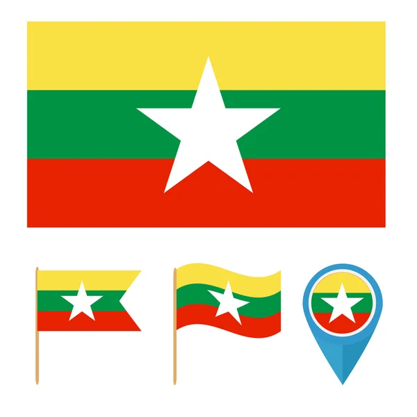Mianmar, országzászló — Stock Vector