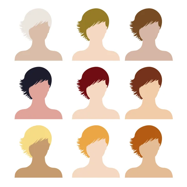 Color options hairstyles — Stock Vector
