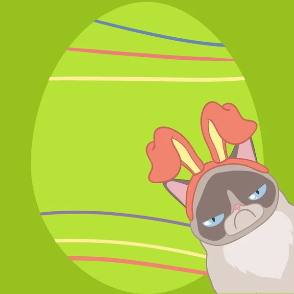 Paaskaart met een boos kat in konijn oren Stockvector