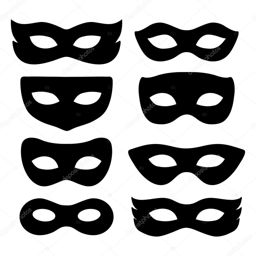 set of isolated carnival masks