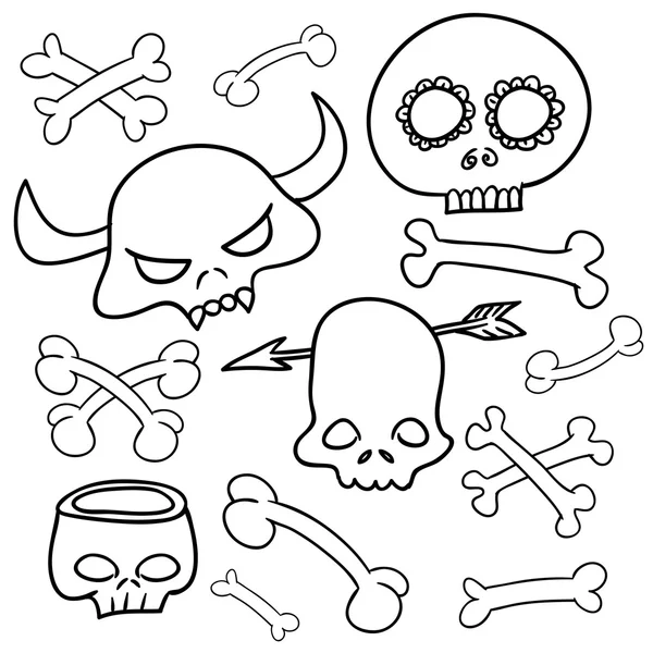 Skull Doodle, set — Archivo Imágenes Vectoriales