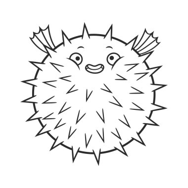 kirpi balığı balık karikatür