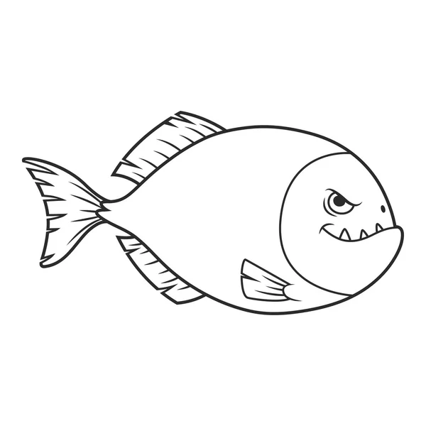 Piranha Cartoon, vector — Stock Vector