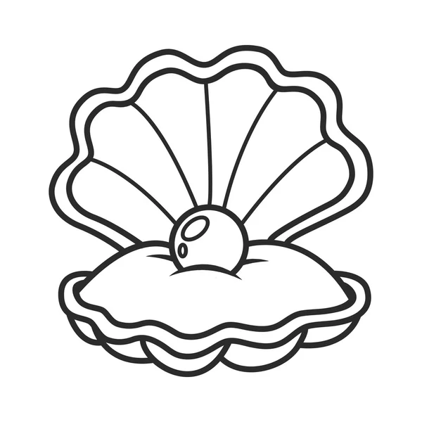 Scallop seashell with pearl — Stock Vector