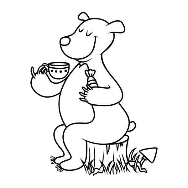 Bear pití čaje — Stockový vektor