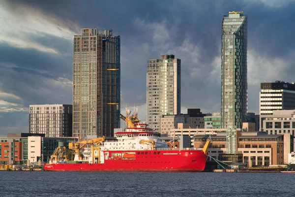 Rrs Sir David Attenborough Moored Liverpool Historic Unesco Listed Waterfront — Stock Photo, Image