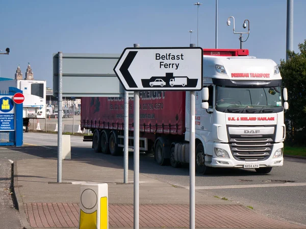 Lorry Leaving Stena Line Roll Roll Liverpool Belfast Ferry Terminal — Stock Photo, Image
