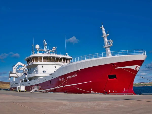 Amarrado Puerto Lerwick Research Arrastrero Aguas Medias Construido 2018 Uno — Foto de Stock