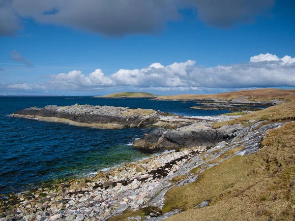 Paysage Côtier Accidenté Près Outrabister Sur Lunna Ness Shetland Royaume — Photo