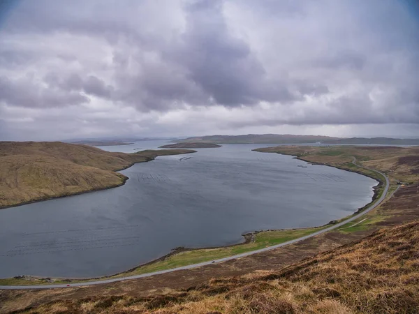 Gri Bulutlu Bir Bahar Gününde Ngiltere Nin Shetland Kentindeki Voe — Stok fotoğraf