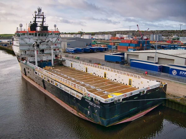 Caledonian Vigilence Berthed Port Aberdeen Scotland Ship Offshore Tug Supply — Stock Photo, Image