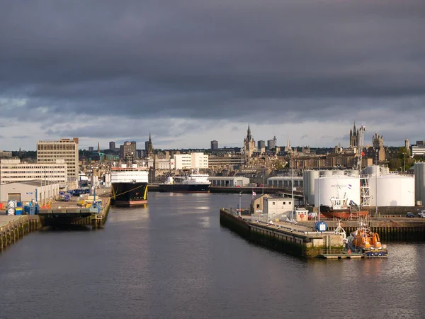 View Victoria Dock Aberdeen Harbour Scotland Taken Sunny Morning Grey — Stock Photo, Image