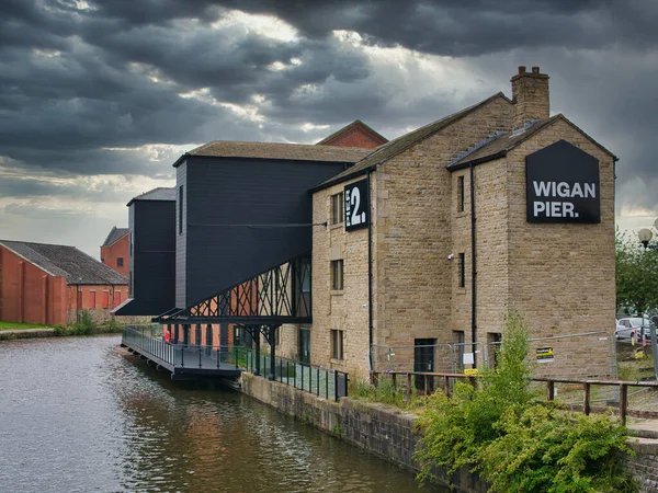 Edificios Almacén Muelle Wigan Canal Leeds Liverpool Actualmente Remodelación Para — Foto de Stock