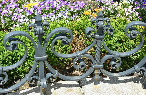 Smidesjärn staket i trädgården — Stockfoto