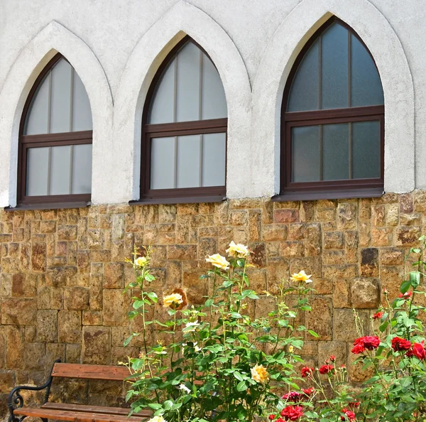 Windows and wall of the church — Stock Photo, Image