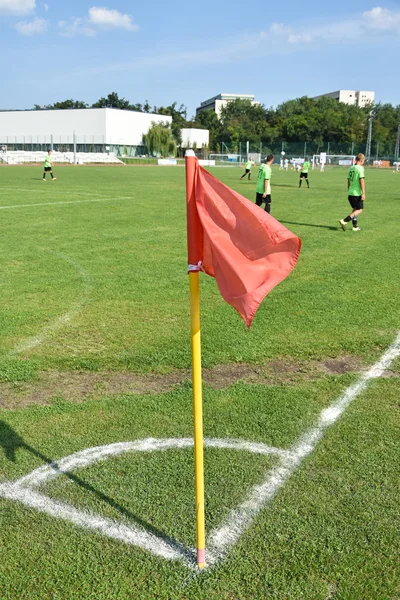 Σημαία του κόρνερ στο γήπεδο ποδοσφαίρου — Φωτογραφία Αρχείου