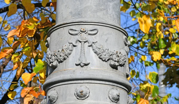 Metal Street Light Pole Autumn Time — Stock Photo, Image