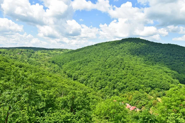 Vista Aldeia Szarvasko Das Montanhas Bukk Hungria — Fotografia de Stock