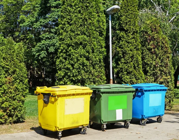 Garbage bins for recycling — Stock Photo, Image