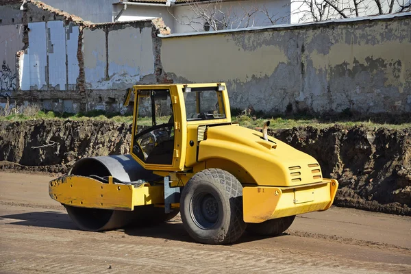 İş yerinde yol silindiri — Stok fotoğraf