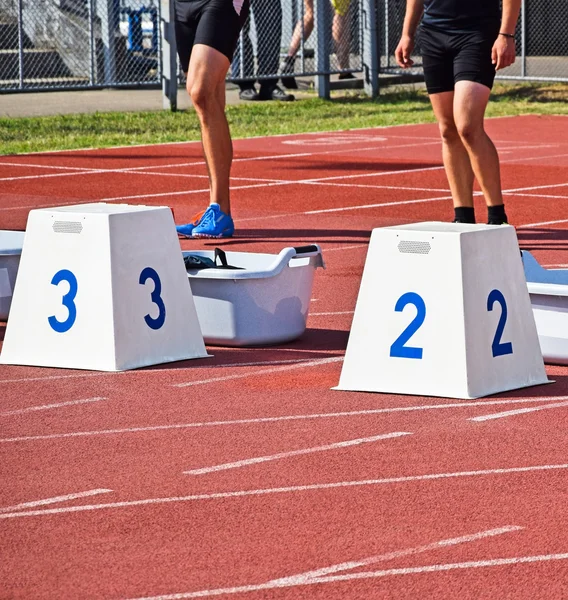 Runners at the starting block — Stock Photo, Image