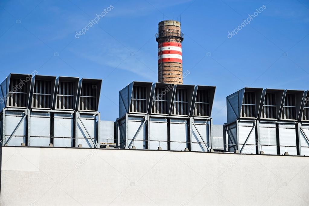 Air filters and smoke stack of the power plant