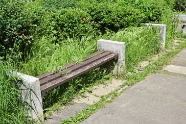 Eski yıkık park bankında